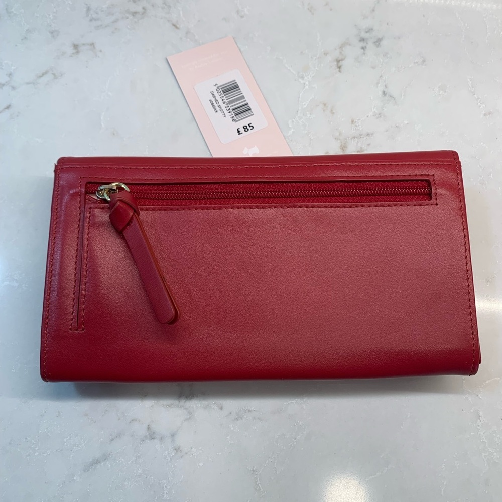 NEW Radley London Red Wallet with Dog Autumn Leaf Motif - Picture 2 of 7